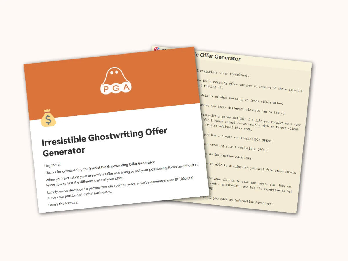 Irresistible Ghostwriting Offer Generator
